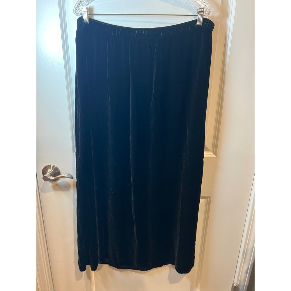 Eileen Fisher Womens Maxi Skirt Silk Blend Velvet Black L